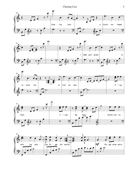 Chasing Cars Sheet Music, Snow Patrol