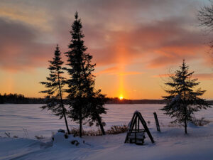 Winter -- Sunset on December 27, 2021, Solar Pillar