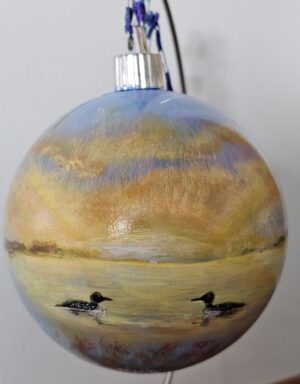 Hand-painted Nature Bulb, Loons at Sunset