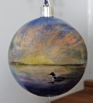 Hand-painted Nature Bulb, Loon at Sunset
