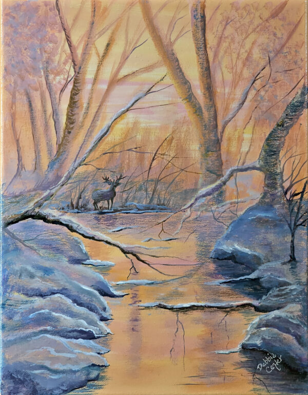 Deer in Winter Sunrise